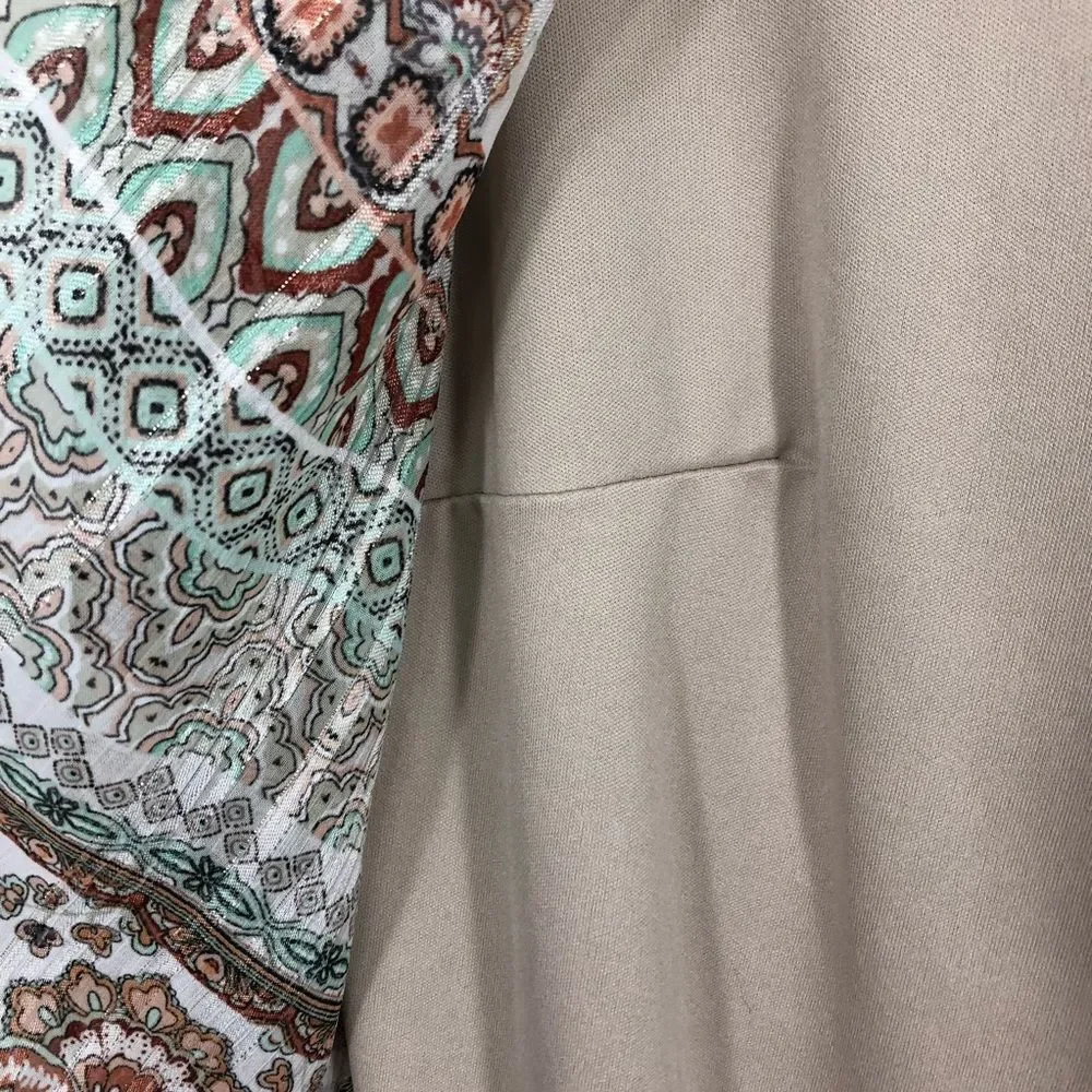 Sara Michelle Ladies Layered Boho Style Blouse Size Small Tan & Multicolored - Picture 8 of 9